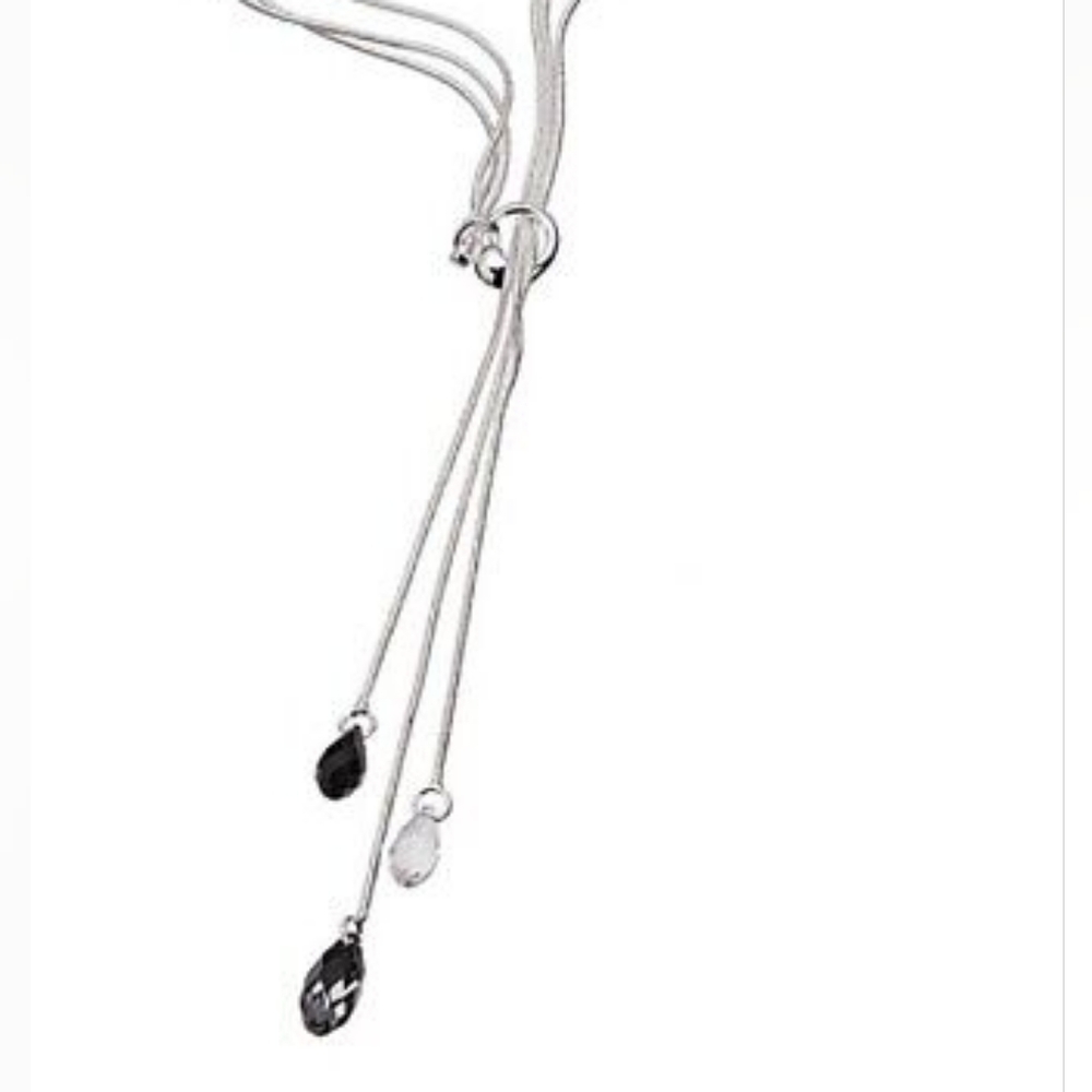 CALLURA Jet Night Drop LARIAT Necklace With Swarovski Crystal's